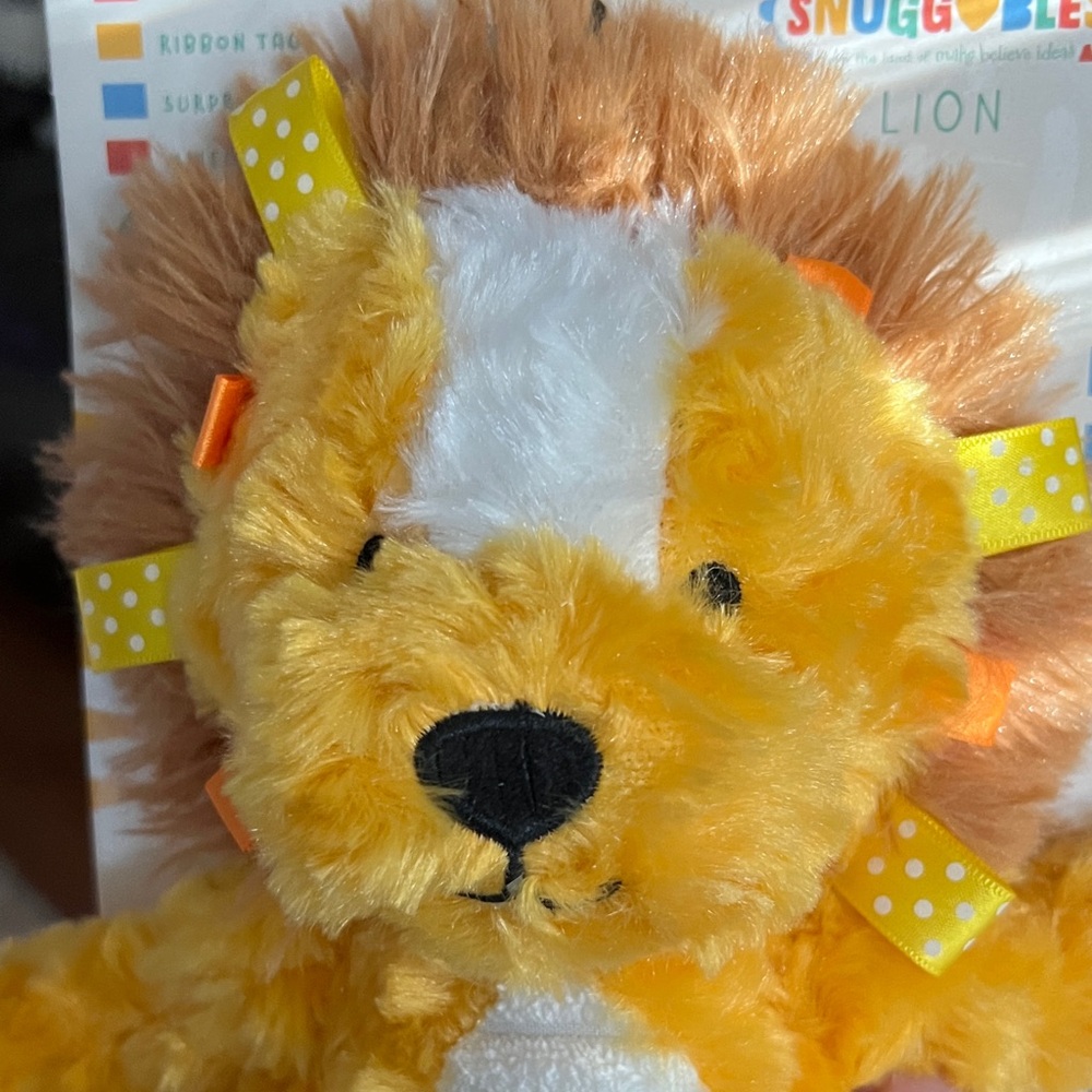 Sensory Snugg❤️bles-Plush Yellow Lion Comfort Toy with Ribbon Mane - Picture 7 of 7